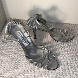 Manolo Blahnik Silver Strappy heal